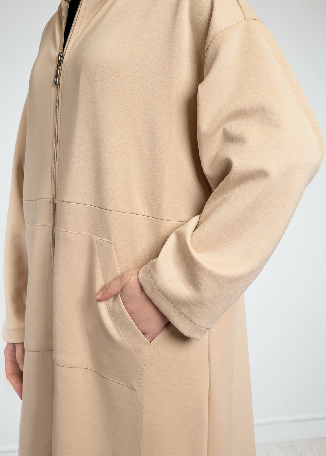 NUDE MAXI ZIP UP HOODIE